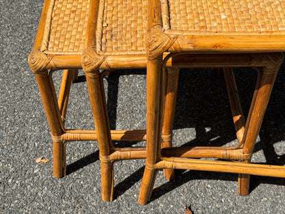 Rattan Nesting Side Tables – Set of 3