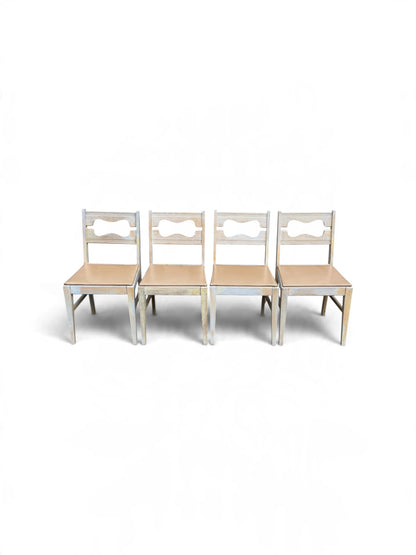 Set of 4 1950s Lee Furniture MCM Limed Oak Dining Chairs