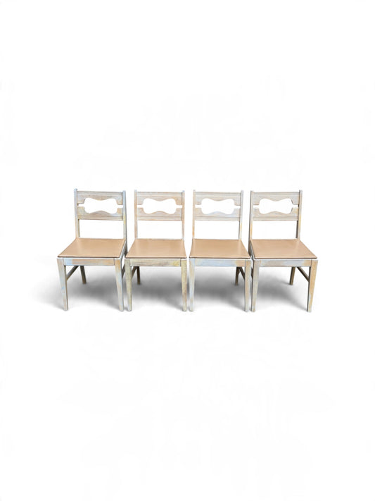 Set of 4 1950s Lee Furniture MCM Limed Oak Dining Chairs