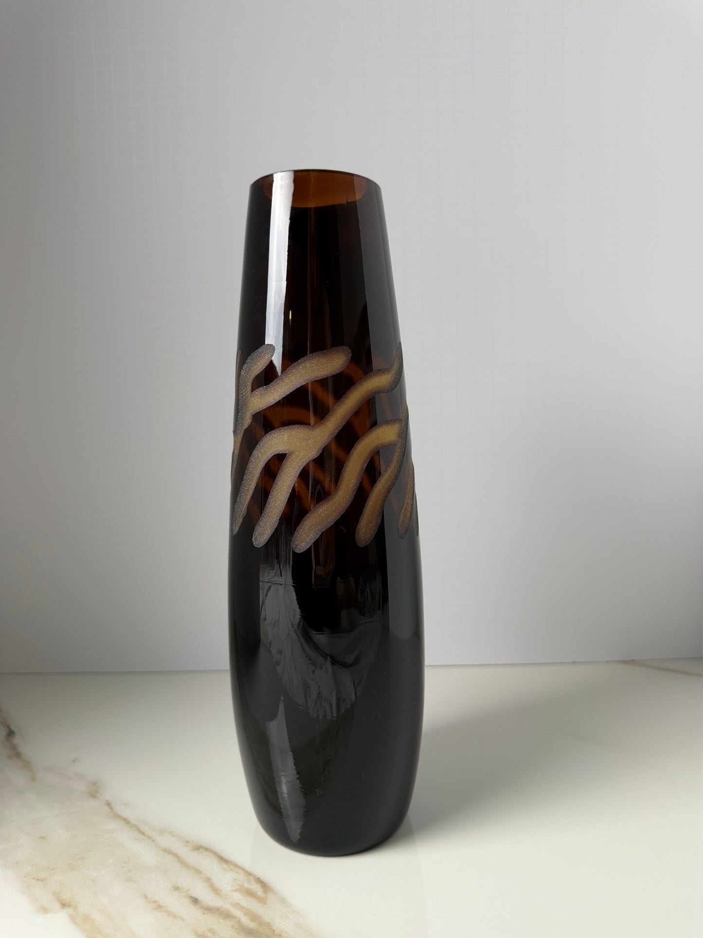 The Mid-Century Amber Swirl Vase