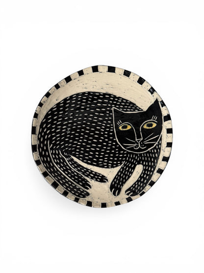 The Sgraffito-Style Studio Pottery Cat Plate