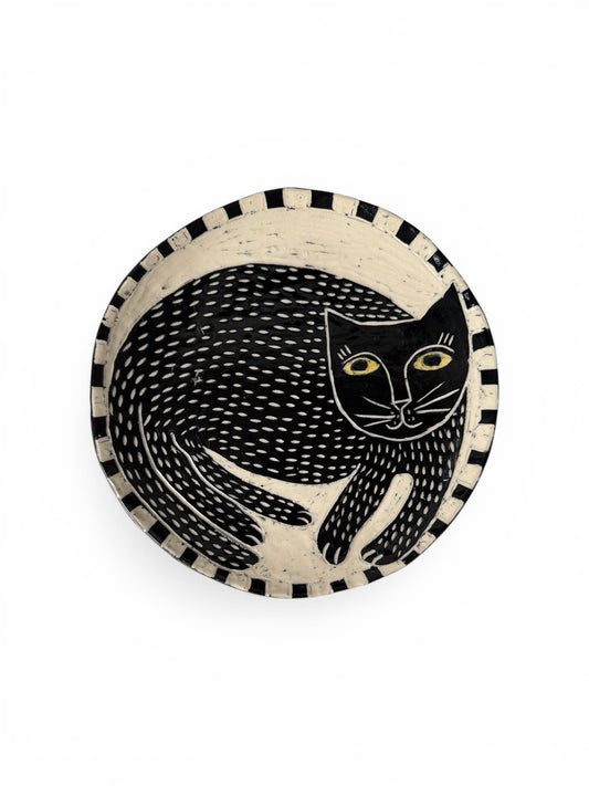 The Sgraffito-Style Studio Pottery Cat Plate
